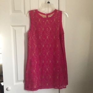 Joie Isette Color Lace Dress in Bright Fuschia